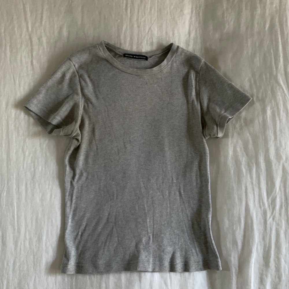 Grey Ribbed Brandy Melville Tee